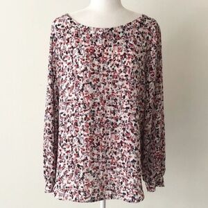 LOFT Spotted Abstract Long Sleeve Blouse Size XSP